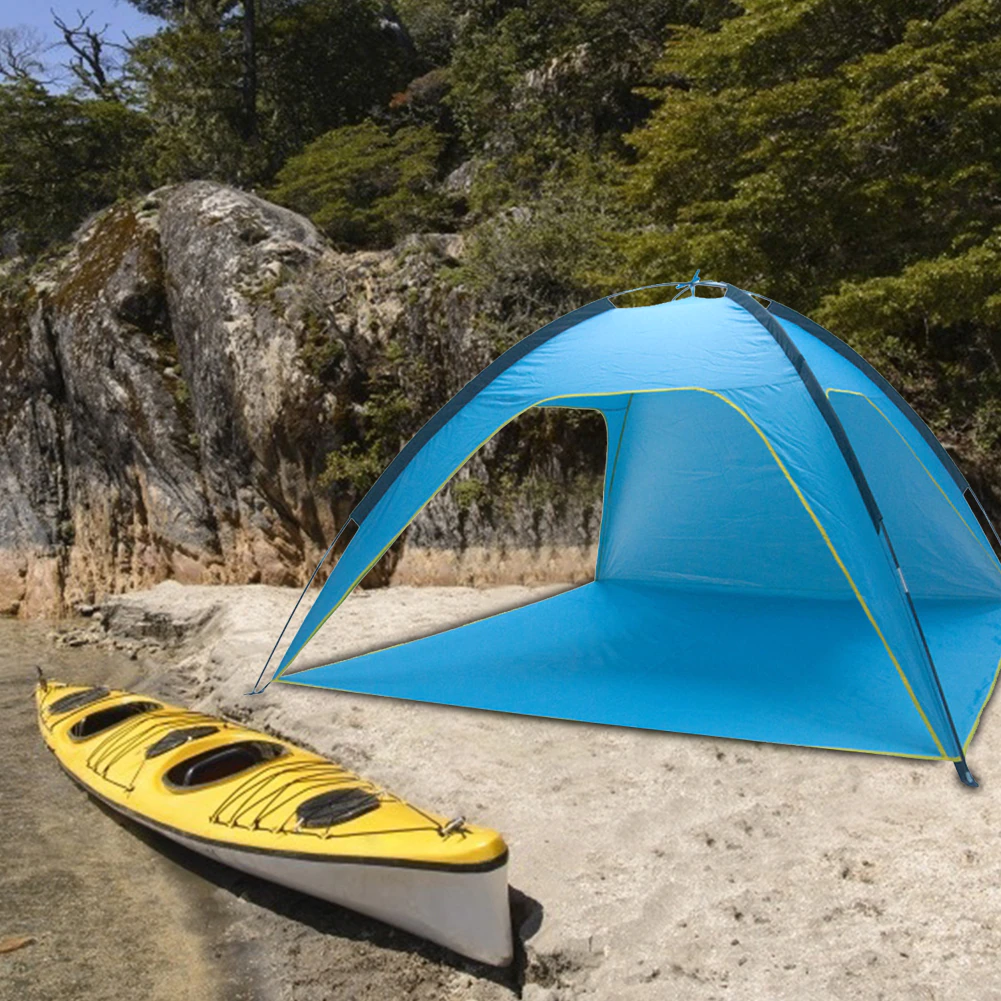 Cheap Goat Tents Big Beach Camping Tent Ventilated Silver Coated Rainproof Picnic Anti UV Sunshade Tents Sun Shelter with Storage Bag Tents 